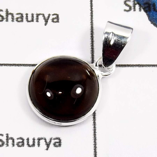 Smoky Cab D - BPS875-Factory Wholesale Handmade Light Weight Bezel Pendants 925 Sterling Silver