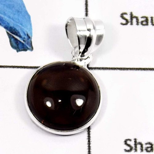 Smoky Cab F - BPS875-Factory Wholesale Handmade Light Weight Bezel Pendants 925 Sterling Silver