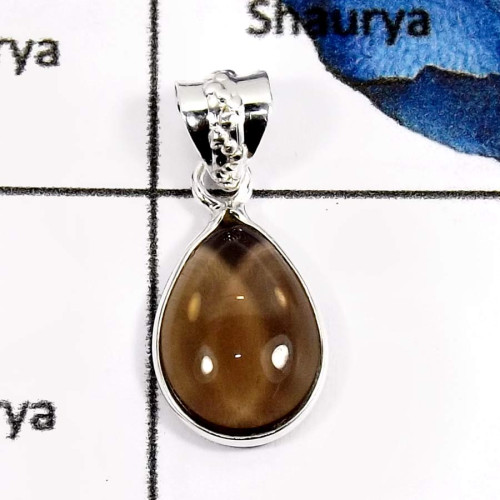 Smoky Cab G - BPS875-Factory Wholesale Handmade Light Weight Bezel Pendants 925 Sterling Silver