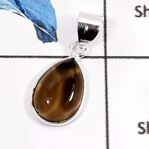 Smoky Cab H - BPS875-Factory Wholesale Handmade Light Weight Bezel Pendants 925 Sterling Silver