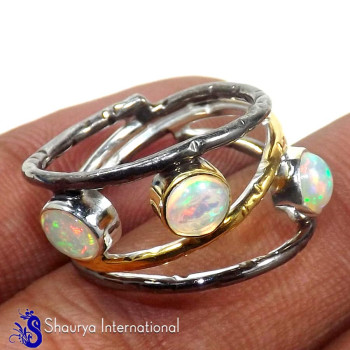 Ethiopian Opal O - SFJ889-Multi Fire Ethiopian Opal Colorful Designer Wholesale Rings 925 Sterling Silver
