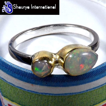 Ethiopian Opal F - SFJ887-925 Sterling Silver Ethiopian Opal Gemstone Handmade Party Wear Rings