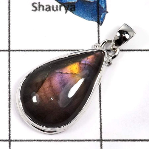 Purple Labradorite A - ISP587-Fabulous Purple Fire Labradorite Gemstone Handmade Plain Setting Pendants 925 Sterling Silver