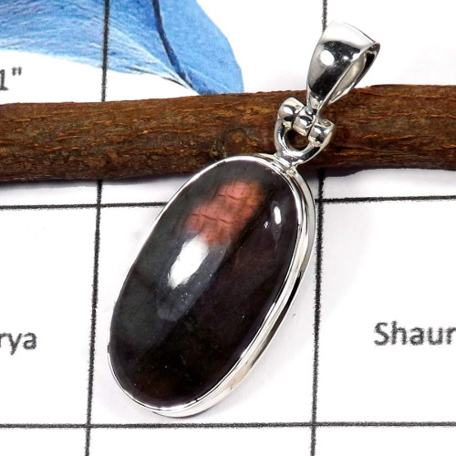 Purple Labradorite D - ISP587-Fabulous Purple Fire Labradorite Gemstone Handmade Plain Setting Pendants 925 Sterling Silver