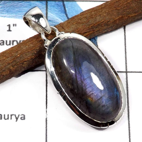 Purple Labradorite E - ISP587-Fabulous Purple Fire Labradorite Gemstone Handmade Plain Setting Pendants 925 Sterling Silver