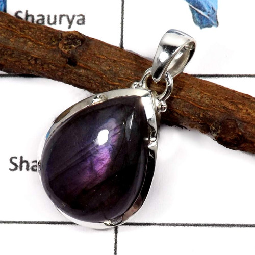 Purple Labradorite F - ISP587-Fabulous Purple Fire Labradorite Gemstone Handmade Plain Setting Pendants 925 Sterling Silver