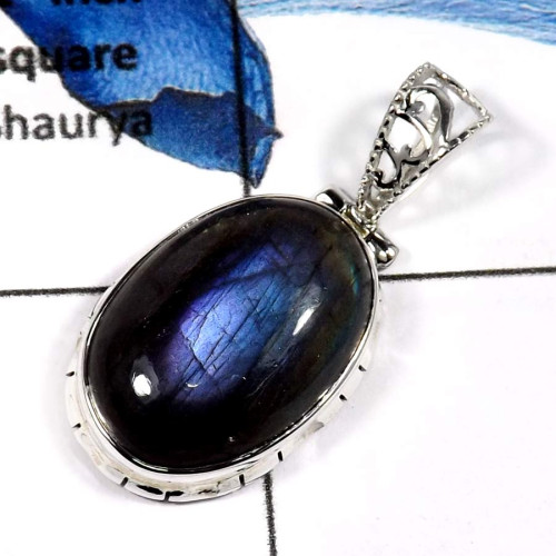 Purple Labradorite I - ISP587-Fabulous Purple Fire Labradorite Gemstone Handmade Plain Setting Pendants 925 Sterling Silver