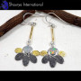 Ethiopian Opal C - SFJ886-Natural Multi Fire Ethiopian Opal Black Rhodium Gold Plated Earrings 925 Sterling Silver