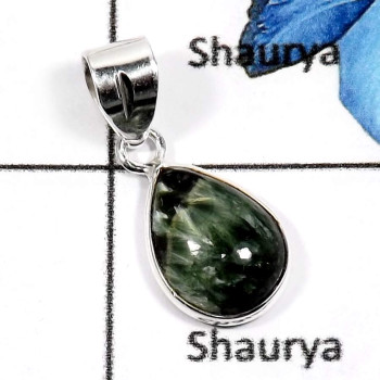 Seraphinite O - BPS867-Natural Seraphinite Gemstone Handmade Bezel Pendants 925 Sterling Silver Seraphinite O - BPS867-Natural Seraphinite Gemstone Handmade Bezel Pendants 925 Sterling Silver