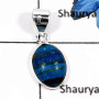 Rainbow Calsilica B - BPS863-Gorgeous Factory Wholesale Rainbow Calsilica Bezel Pendants 925 Sterling Silver