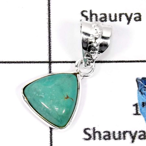 Tibet Turquoise C - BPS862-925 Sterling Silver Natural Tibet Turquoise Gemstone Wholesale Bezel Pendants