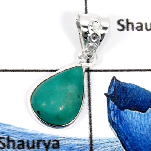 Tibet Turquoise D - BPS862-925 Sterling Silver Natural Tibet Turquoise Gemstone Wholesale Bezel Pendants