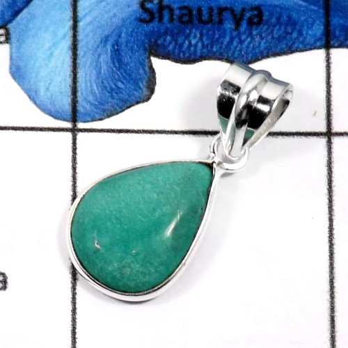 Tibet Turquoise G - BPS862-925 Sterling Silver Natural Tibet Turquoise Gemstone Wholesale Bezel Pendants