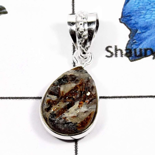 Astrophylite A - BPS855-Exclusive Astrophyllite Druzy Handmade Light Weight Pendants 925 Sterling Silver