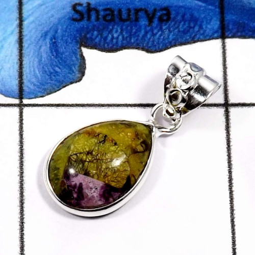 Mohave Stichtite B - BPS854-925 Sterling Silver Fabulous Gemstone Mohave Stichtite Gemstone Wholesale Bezel Pendants