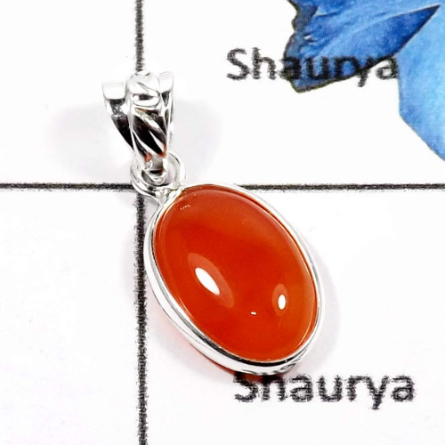 Carnelian Cab C - BPS851-Beautiful Carnelian Gemstone Wholesale Bezel Pendants 925 Sterling Silver