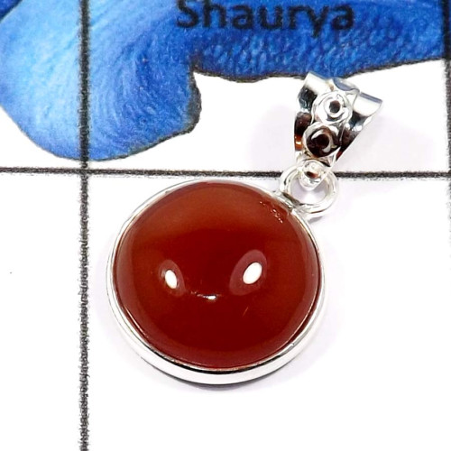 Carnelian Cab D - BPS851-Beautiful Carnelian Gemstone Wholesale Bezel Pendants 925 Sterling Silver