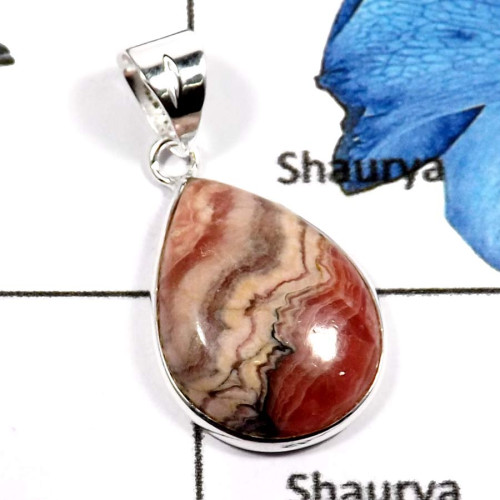 Rhodochrosite A - BPS847-Natural Rhodochrosite Gemstone Light Weight Bezel Pendants 925 Sterling Silver Rhodochrosite A - BPS847-Natural Rhodochrosite Gemstone Light Weight Bezel Pendants 925 Sterling Silver