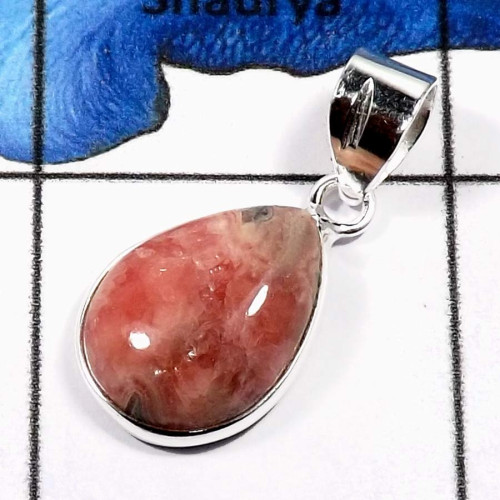 Rhodochrosite B - BPS847-Natural Rhodochrosite Gemstone Light Weight Bezel Pendants 925 Sterling Silver Rhodochrosite B - BPS847-Natural Rhodochrosite Gemstone Light Weight Bezel Pendants 925 Sterling Silver