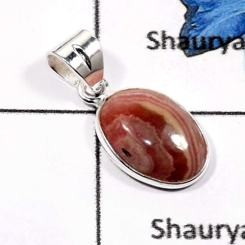 Rhodochrosite D - BPS847-Natural Rhodochrosite Gemstone Light Weight Bezel Pendants 925 Sterling Silver Rhodochrosite D - BPS847-Natural Rhodochrosite Gemstone Light Weight Bezel Pendants 925 Sterling Silver