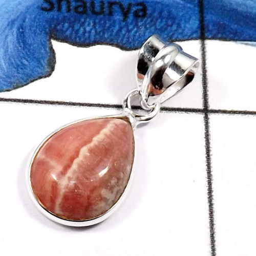 Rhodochrosite E - BPS847-Natural Rhodochrosite Gemstone Light Weight Bezel Pendants 925 Sterling Silver Rhodochrosite E - BPS847-Natural Rhodochrosite Gemstone Light Weight Bezel Pendants 925 Sterling Silver