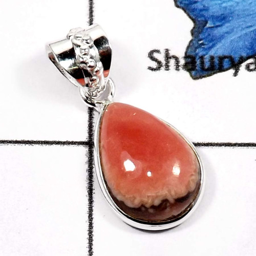 Rhodochrosite H - BPS847-Natural Rhodochrosite Gemstone Light Weight Bezel Pendants 925 Sterling Silver Rhodochrosite H - BPS847-Natural Rhodochrosite Gemstone Light Weight Bezel Pendants 925 Sterling Silver