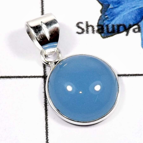 Blue Chalcedony E - BPS846-Natural Blue Chalcedony Wholesale Bezel Pendants 925 Sterling Silver Blue Chalcedony E - BPS846-Natural Blue Chalcedony Wholesale Bezel Pendants 925 Sterling Silver