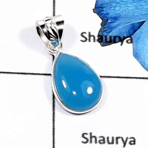 Blue Chalcedony F - BPS846-Natural Blue Chalcedony Wholesale Bezel Pendants 925 Sterling Silver Blue Chalcedony F - BPS846-Natural Blue Chalcedony Wholesale Bezel Pendants 925 Sterling Silver