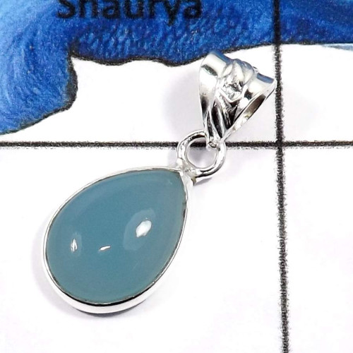 Blue Chalcedony G - BPS846-Natural Blue Chalcedony Wholesale Bezel Pendants 925 Sterling Silver Blue Chalcedony G - BPS846-Natural Blue Chalcedony Wholesale Bezel Pendants 925 Sterling Silver