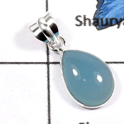 Blue Chalcedony H - BPS846-Natural Blue Chalcedony Wholesale Bezel Pendants 925 Sterling Silver Blue Chalcedony H - BPS846-Natural Blue Chalcedony Wholesale Bezel Pendants 925 Sterling Silver