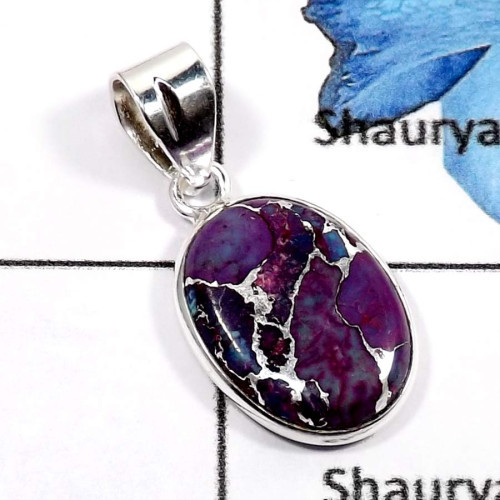 Purple Copper Turquoise C - BPS836-Fabulous Light Weight Wholesale Bezel Pendants 925 Sterling Silver Purple Copper Turquoise C - BPS836-Fabulous Light Weight Wholesale Bezel Pendants 925 Sterling Silver