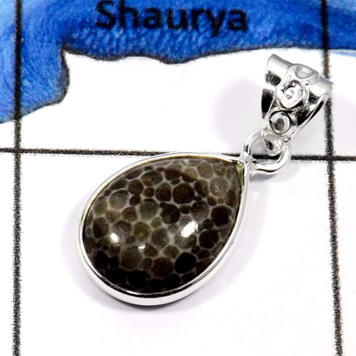 Black Coral D - BPS836-Fabulous Light Weight Wholesale Bezel Pendants 925 Sterling Silver Black Coral D - BPS836-Fabulous Light Weight Wholesale Bezel Pendants 925 Sterling Silver