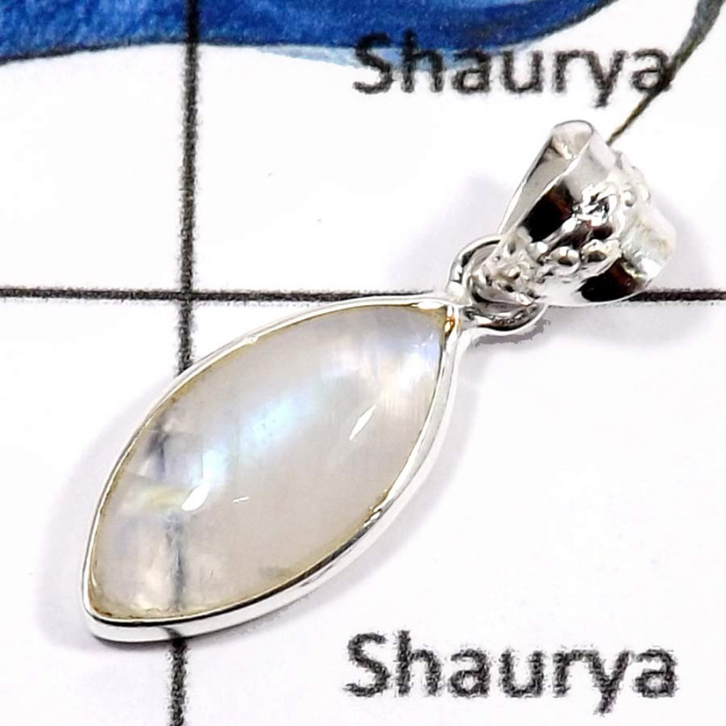 Rainbow Moonstone D - BPS834-Glorious Look Handmade Small Bezel Pendants 925 Sterling Sivler
