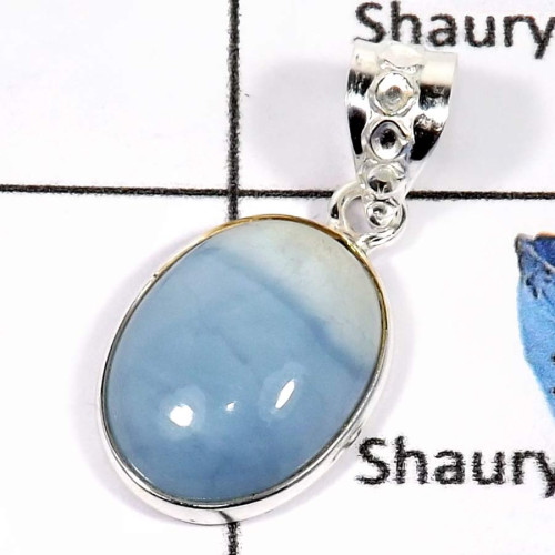Blue Opal E - BPS834-Glorious Look Handmade Small Bezel Pendants 925 Sterling Sivler