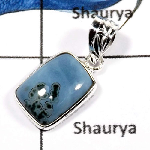 Blue Opal F - BPS834-Glorious Look Handmade Small Bezel Pendants 925 Sterling Sivler