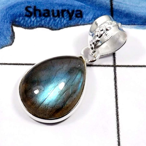 Labradorite Cab B - BPS833-Indian Wholesale Company Made Light Weight Bezel Pendants 925 Sterling Silver
