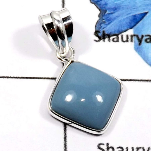 Blue Opal D - BPS833-Indian Wholesale Company Made Light Weight Bezel Pendants 925 Sterling Silver