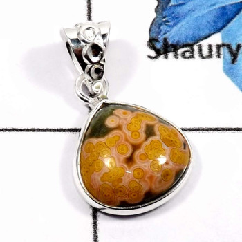 Ocean Jasper O - BPS833-Indian Wholesale Company Made Light Weight Bezel Pendants 925 Sterling Silver Ocean Jasper O - BPS833-Indian Wholesale Company Made Light Weight Bezel Pendants 925 Sterling Silver