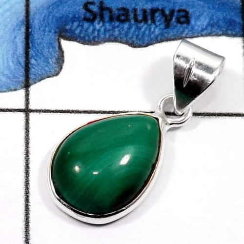 Malachite C - BPS832-Classic Mix Cabochon Gemstones Wholesale Bezel Pendants 925 Sterling Silver