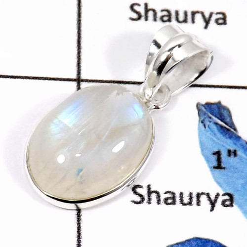 Rainbow Moonstone F - BPS832-Classic Mix Cabochon Gemstones Wholesale Bezel Pendants 925 Sterling Silver