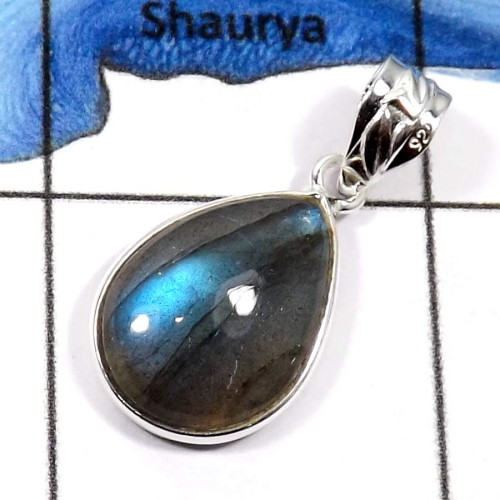 Labradorite Cab H - BPS832-Classic Mix Cabochon Gemstones Wholesale Bezel Pendants 925 Sterling Silver