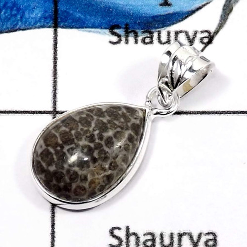 Black Coral I - BPS831-Beautiful Mix Cabochon Gemstones Handmade Small Bezel Pendants 925 Sterling Silver