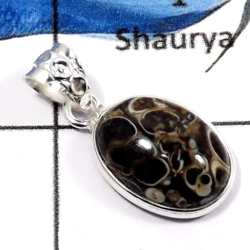 Turtella Jasper D - BPS830-Exclusive Factory Wholesale Light Weight Bezel Pendants 925 Sterling Silver