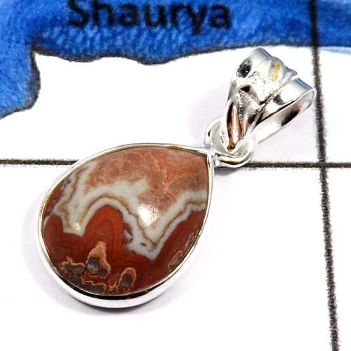 Crazy Lace Agate F - BPS830-Exclusive Factory Wholesale Light Weight Bezel Pendants 925 Sterling Silver
