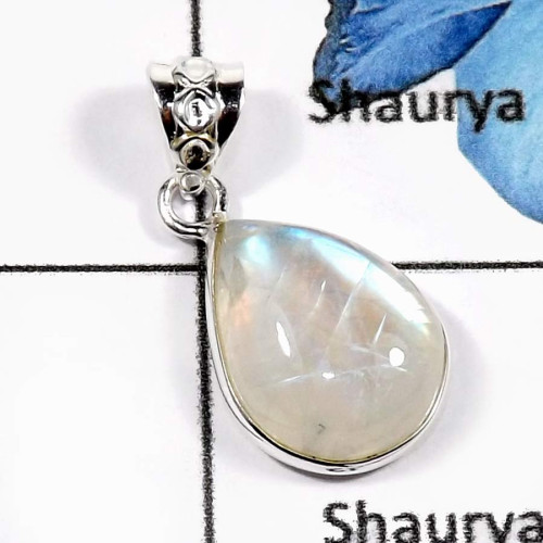 Rainbow Moonstone F - BPS826-Sparkling Gemstone Rainbow Moonstone Wholesale Bezel Pendants 925 Sterling Silver Rainbow Moonstone F - BPS826-Sparkling Gemstone Rainbow Moonstone Wholesale Bezel Pendants 925 Sterling Silver