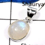 Rainbow Moonstone I - BPS826-Sparkling Gemstone Rainbow Moonstone Wholesale Bezel Pendants 925 Sterling Silver