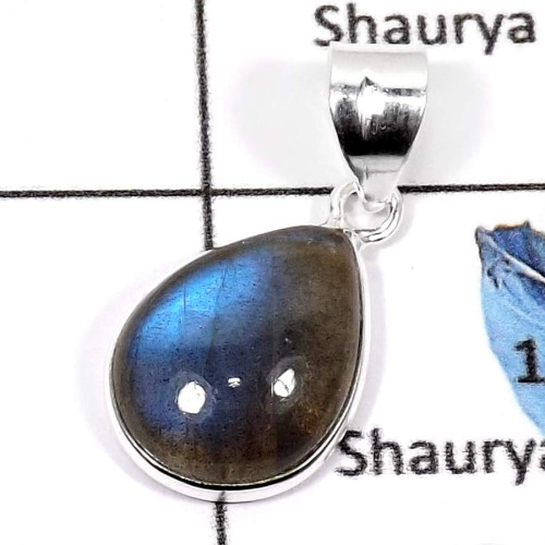 Labradorite Cab C - BPS825-Blue Fire Labradorite Light Weight Bezel Pendants 925 Sterling Silver