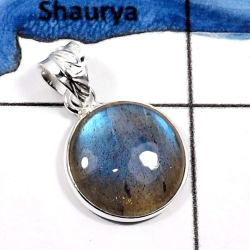 Labradorite Cab F - BPS825-Blue Fire Labradorite Light Weight Bezel Pendants 925 Sterling Silver