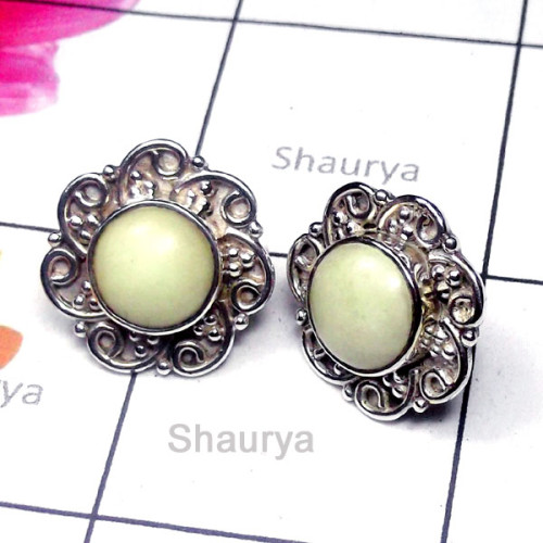 Lemon Prace A - SSE996-Sterling Silver Semiprecious Gemstone Stud Earring