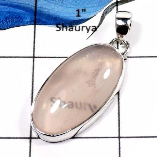 Rose Quartz B - FSP947-Big Natural Rose Quartz Gemstone Wholesale Pendants 925 Sterling Silver